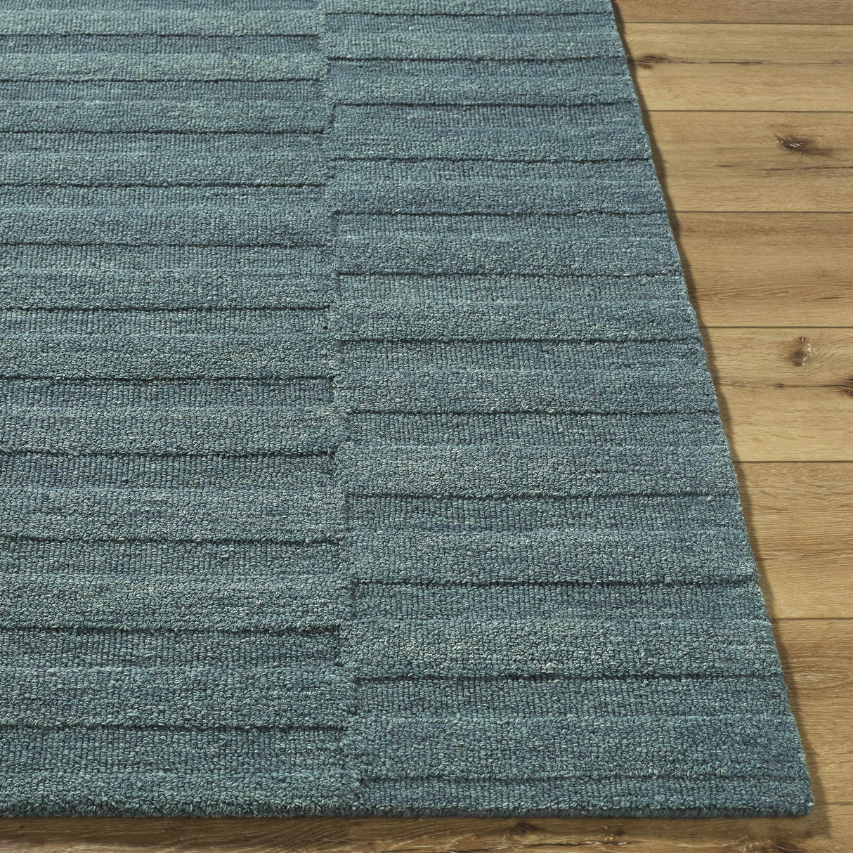 Idaho Broken-Stiped Petrol Blue Area Rug
