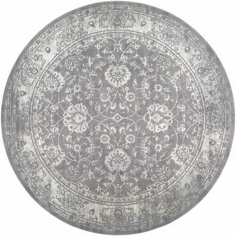 Benavides Gray Updated Traditional Tibetan Rug