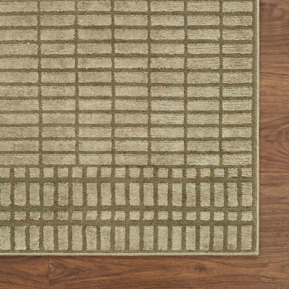 Gareth Olive Grid Area Rug