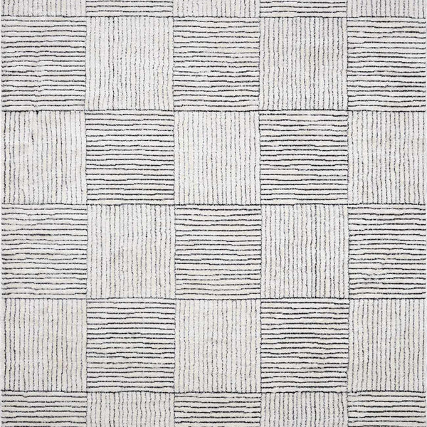 Modern Scandi High Pile Ivory/Black Architect I Area Rug