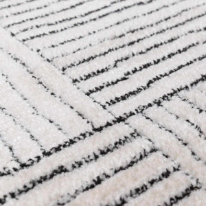 Modern Scandi High Pile Ivory/Black Architect I Area Rug