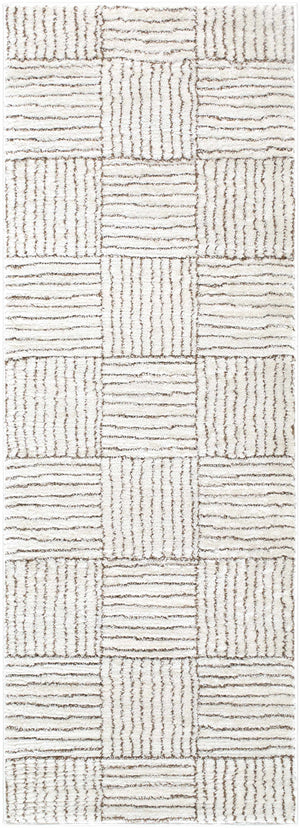 Modern Scandi High Pile Ivory/Dark Brown Architect II Area Rug