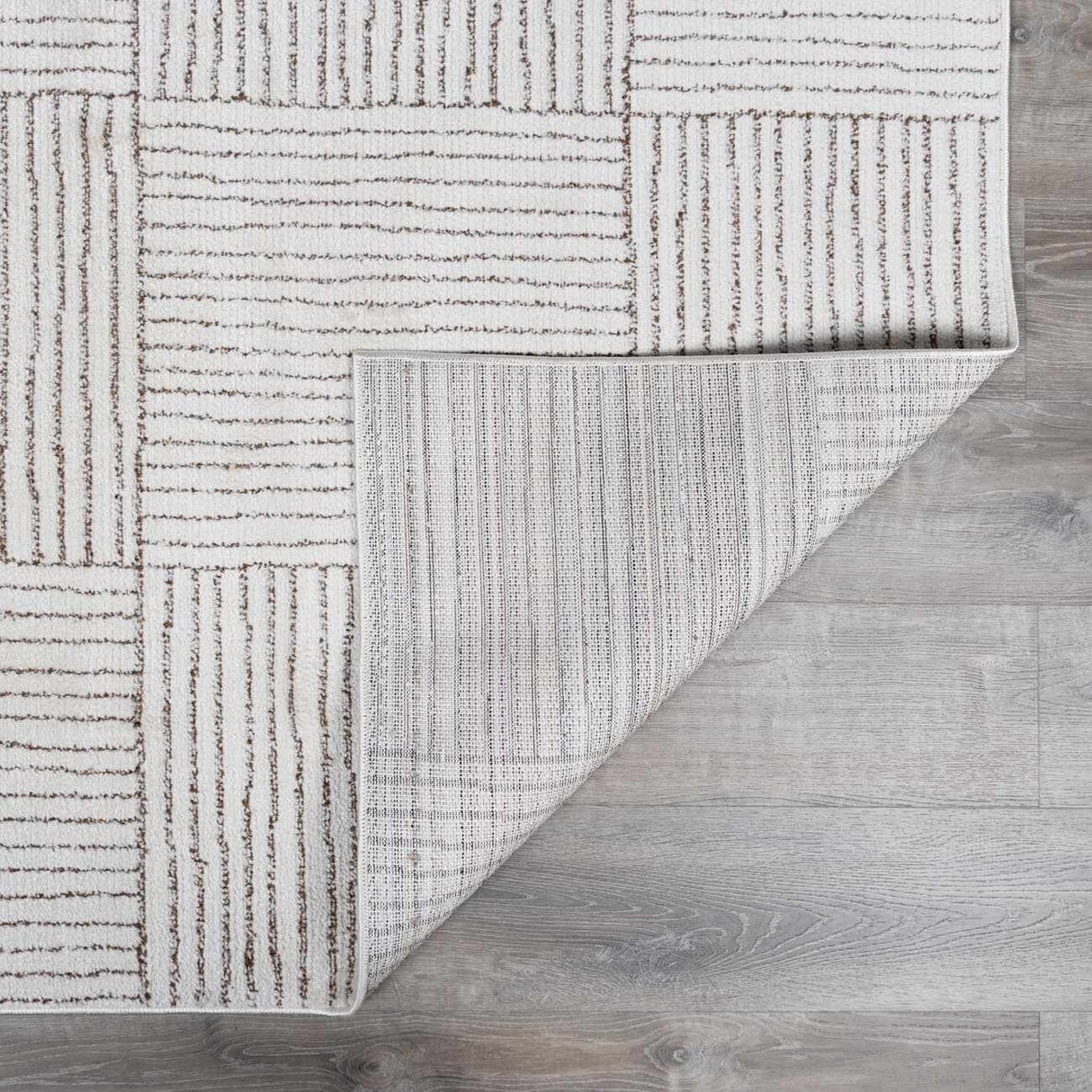 Modern Scandi High Pile Ivory/Dark Brown Architect II Area Rug