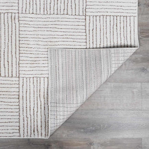 Modern Scandi High Pile Ivory/Dark Brown Architect II Area Rug