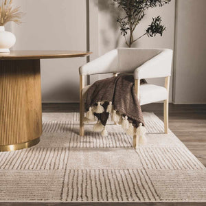 Modern Scandi High Pile Ivory/Dark Brown Architect II Area Rug