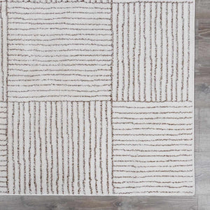 Modern Scandi High Pile Ivory/Dark Brown Architect II Area Rug