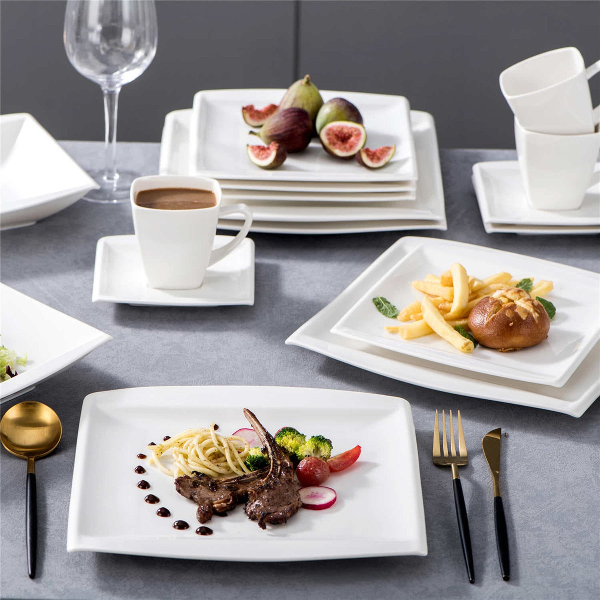 Blance Marble Grey 30 Piece Dinnerware Set