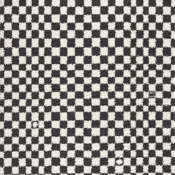 Kieu Black & White Checkered Shag Rug