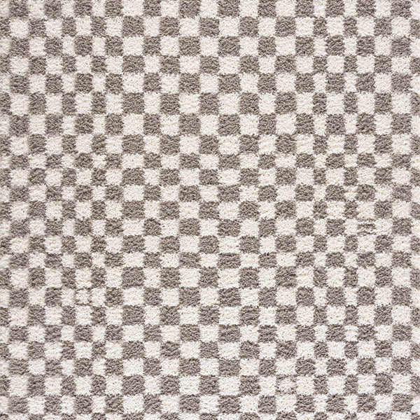 Kieu Taupe Checkered Plush Rug