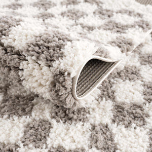 Kieu Taupe Checkered Plush Rug