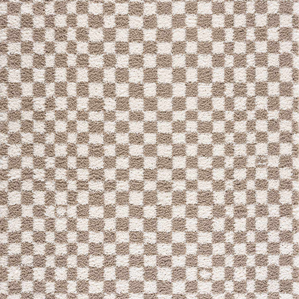 Kieu Taupe Checkered Shag Rug