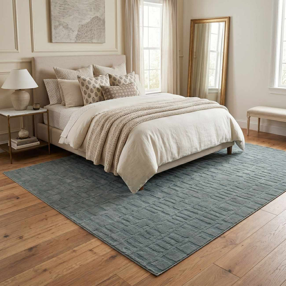 Dragan Teal Modern Area Rug