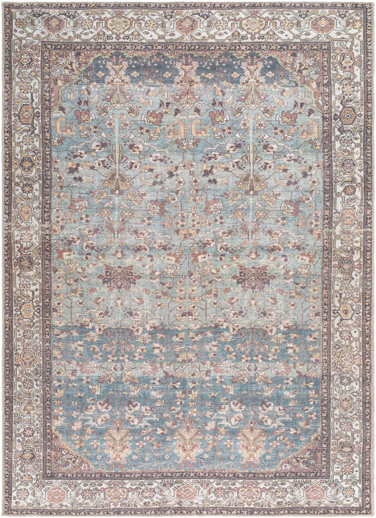 Bahram Vintage Flat Pile Washable Rug
