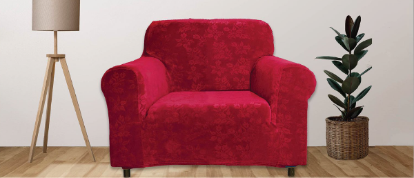 Floral Pattern Velvet Stretch Slipcover - Comes in 3 Sizes & 4 Colors!