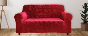 Floral Pattern Velvet Stretch Slipcover - Comes in 3 Sizes & 4 Colors!