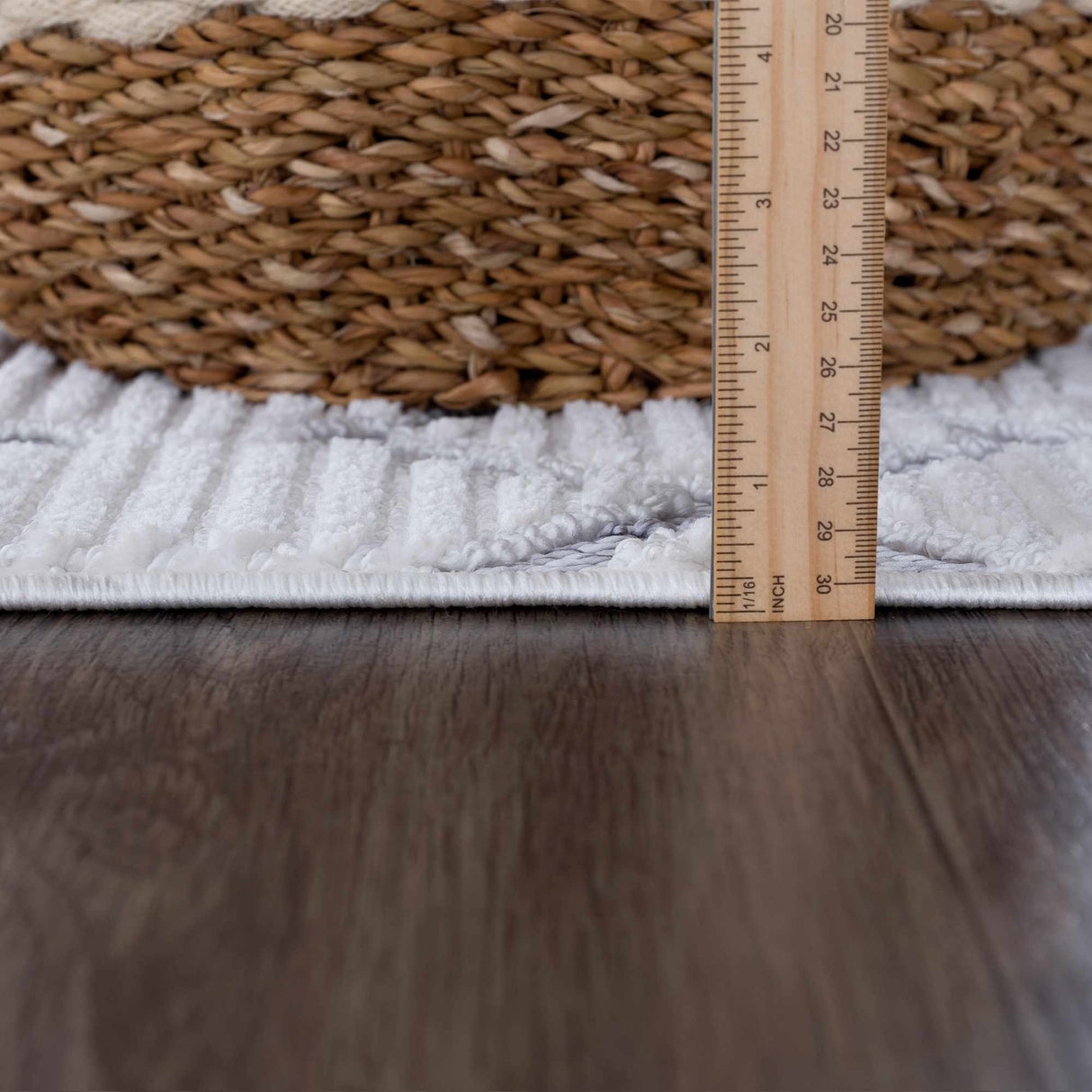 Ivory Gray Beil Textured Trellis Fringe Area Rug - Clearance