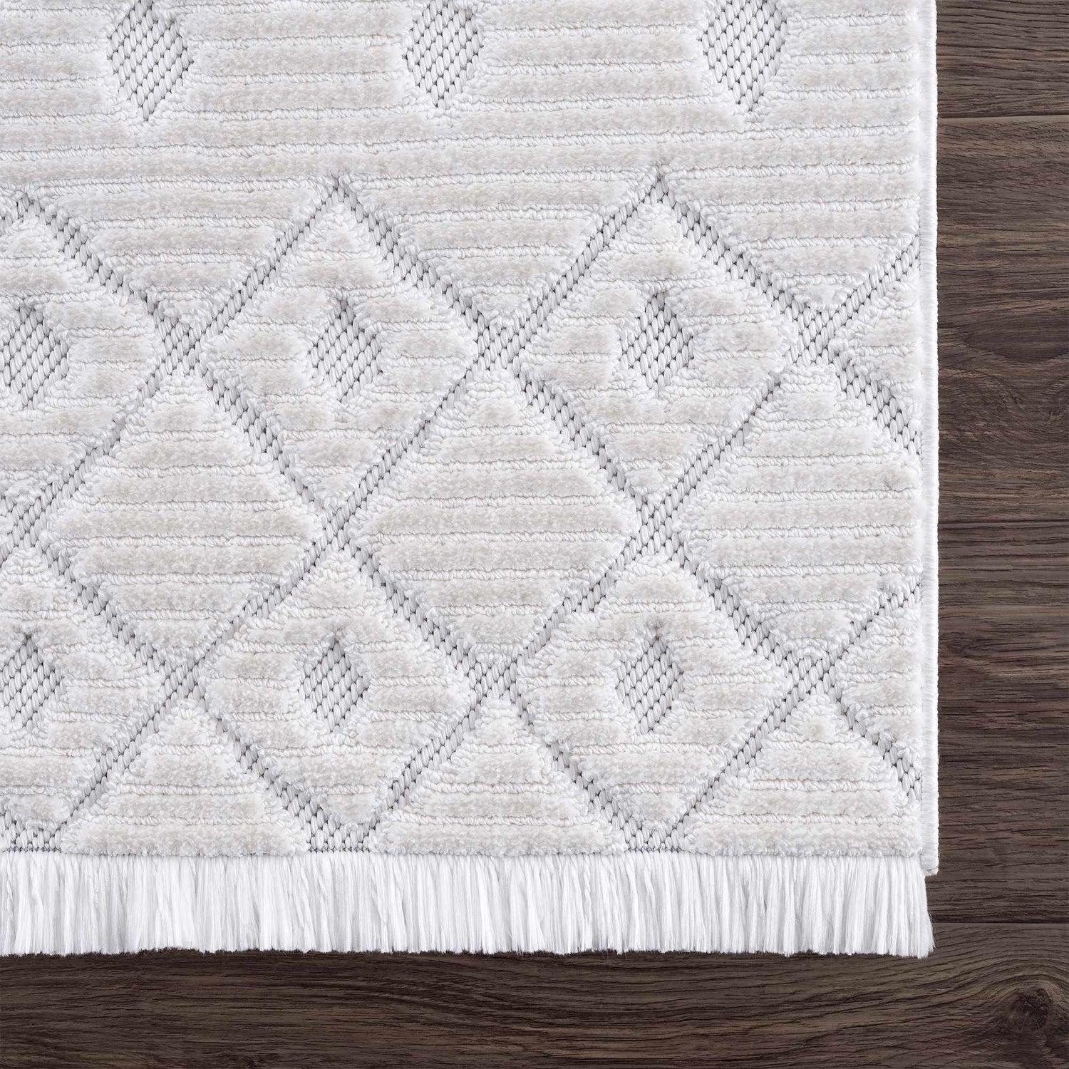 Ivory Beil 3D Fringe Area Rug - Clearance