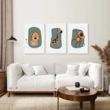 Cute Safari Baby Animals Set of 3 Art Prints