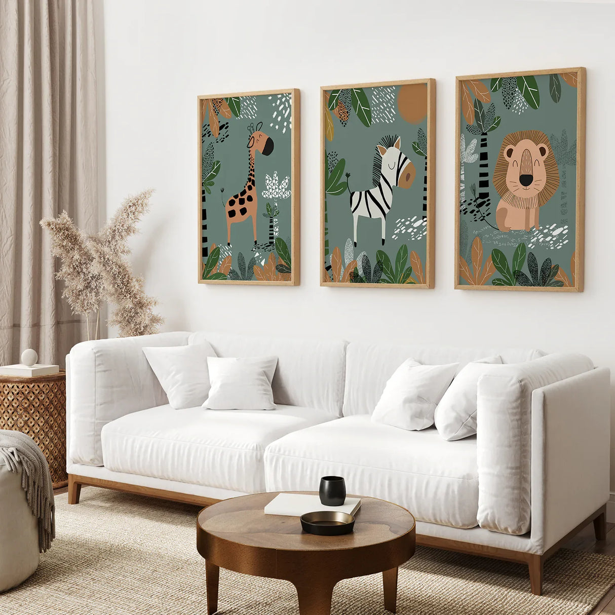 Baby Giraffe, Zebra, Lion Nursery Wall Decor