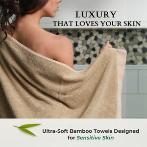 Bamboo Cotton Towel Set - Viscose from Bamboo + Cotton - 3pc - Champagne