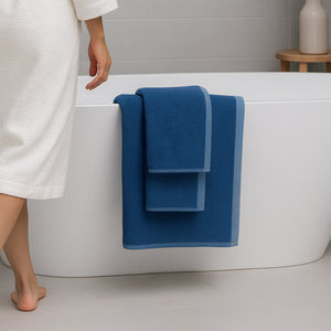 Bamboo Cotton Towel Set - Viscose from Bamboo + Cotton - 3pc - Indigo