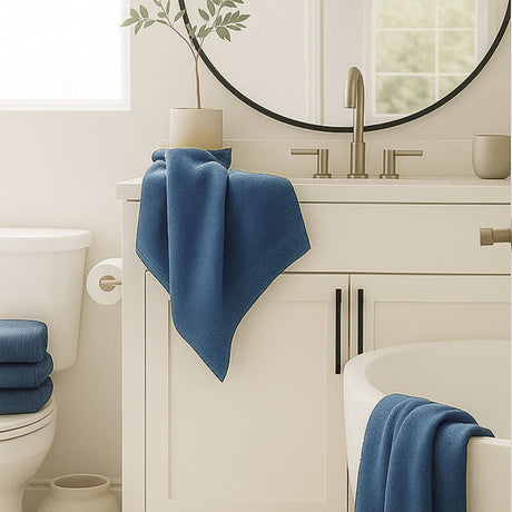 Bamboo Cotton Towel Set - Viscose from Bamboo + Cotton - 3pc - Indigo