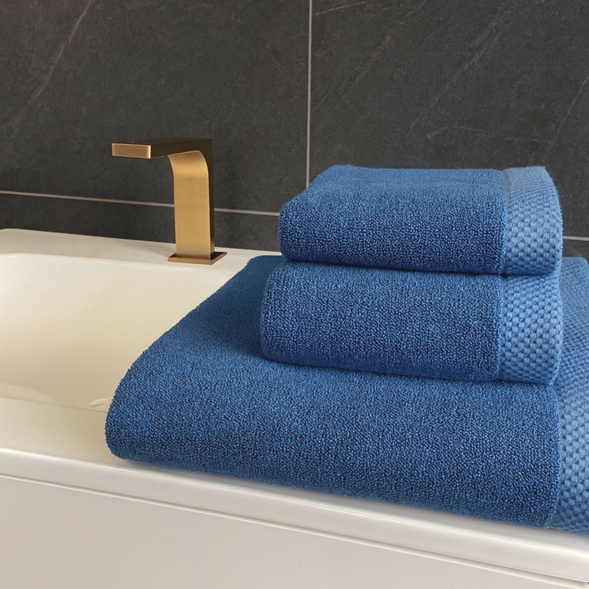 Bamboo Cotton Towel Set - Viscose from Bamboo + Cotton - 3pc - Indigo