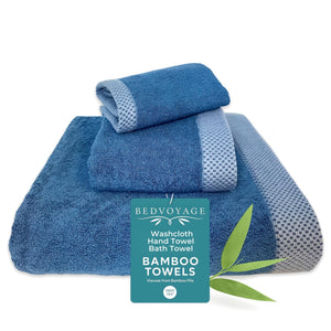 Bamboo Cotton Towel Set - Viscose from Bamboo + Cotton - 3pc - Indigo
