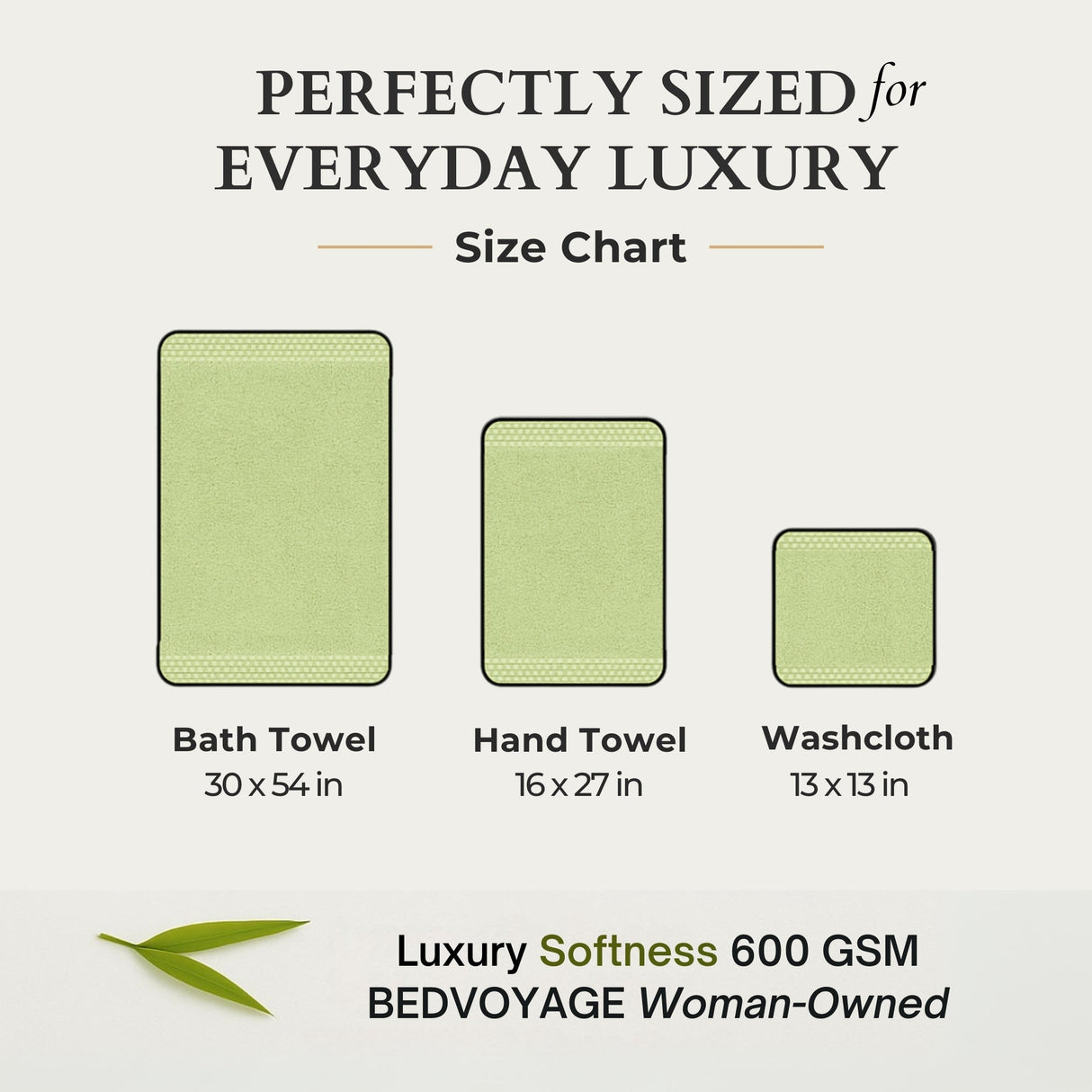 Bamboo Cotton Towel Set - Viscose from Bamboo + Cotton - 3pc - Sage
