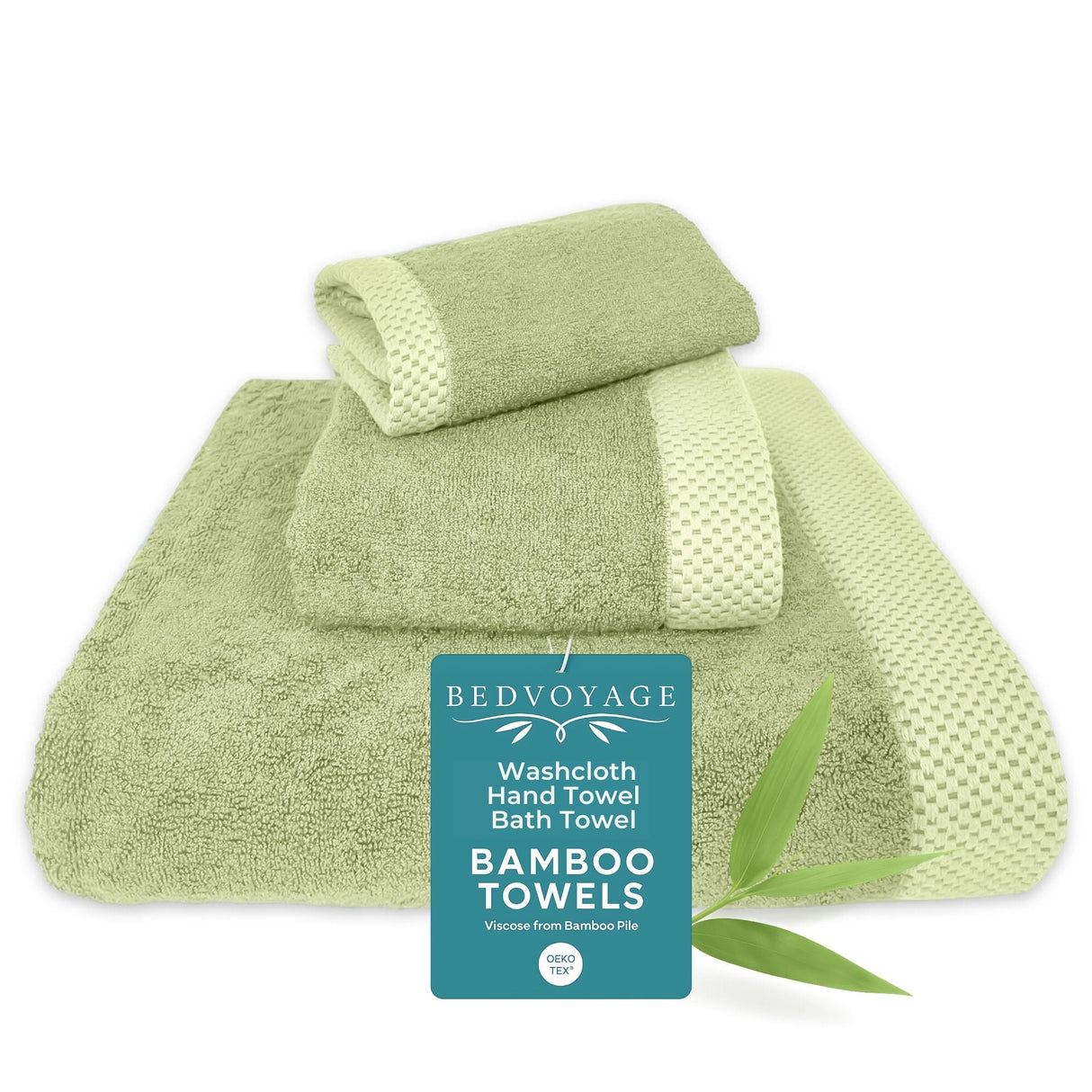 Bamboo Cotton Towel Set - Viscose from Bamboo + Cotton - 3pc - Sage