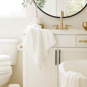 Bamboo Cotton Towel Set - Viscose from Bamboo + Cotton - 3pc - White