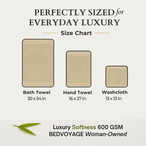 Bamboo Cotton Towel Set - Viscose from Bamboo + Cotton - 8pc - Champagne