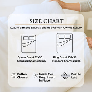 Bamboo Duvet Cover Set - 100% Viscose from Bamboo - 3pc - Indigo