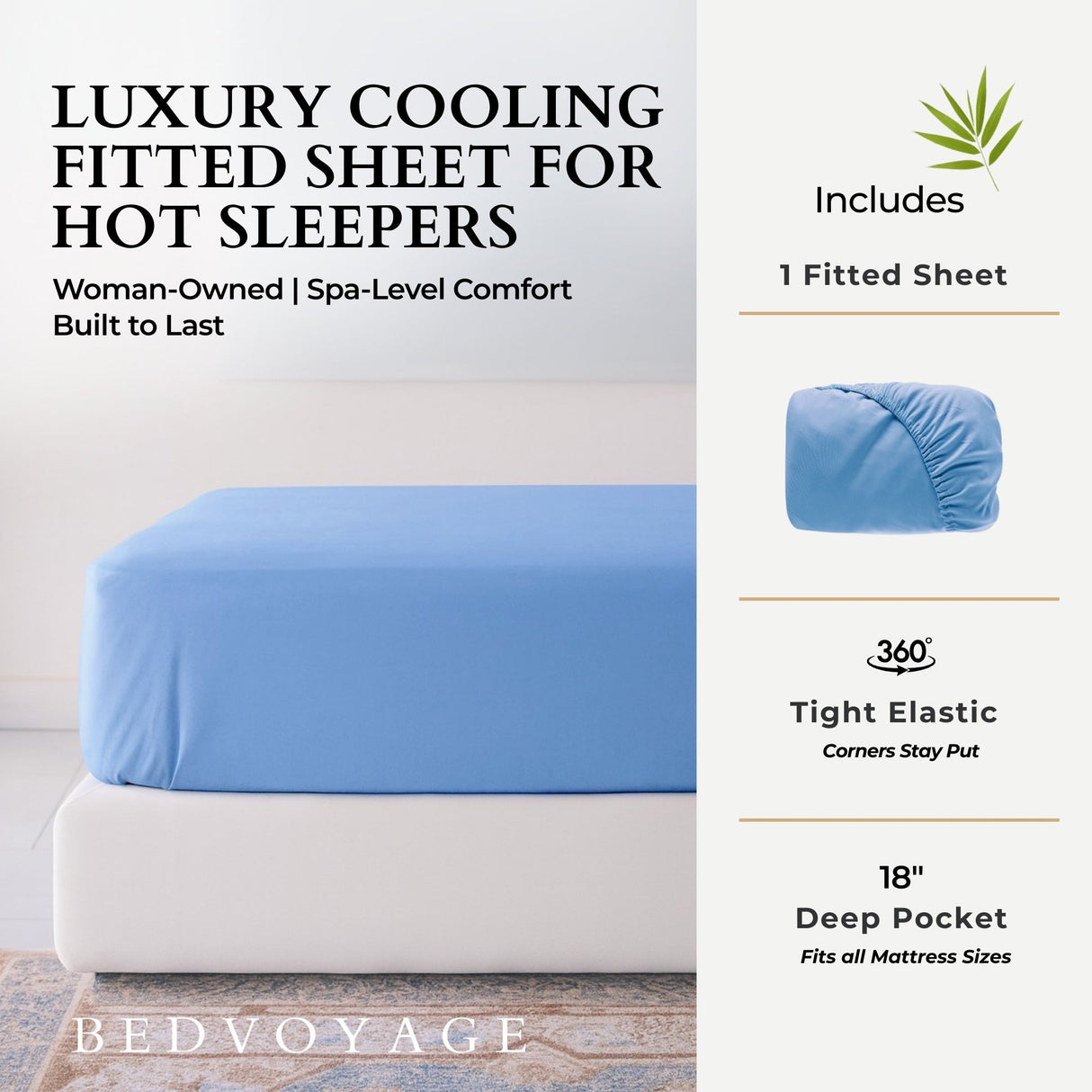 Bamboo Fitted Sheet - 100% Viscose from Bamboo - Ocean