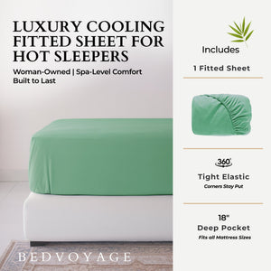 Bamboo Fitted Sheet - 100% Viscose from Bamboo - Seaglass