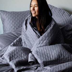 Bamboo Quilted Coverlet - 100% Viscose from Bamboo - Platinum