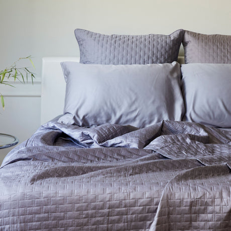 Bamboo Quilted Sham - 100% Viscose from Bamboo - 1pc - Euro - Platinum