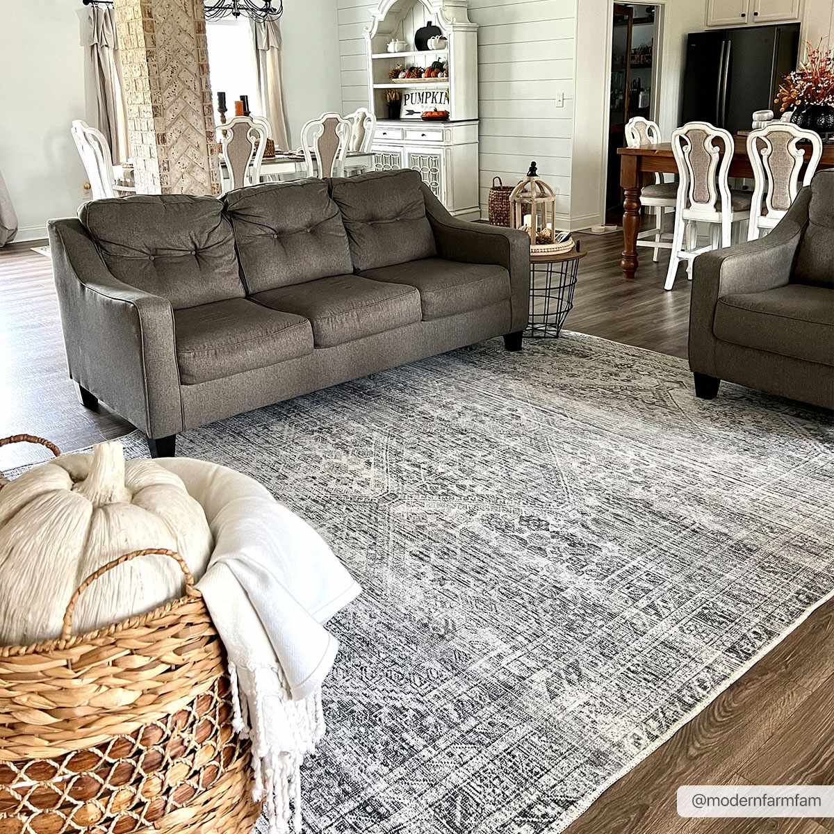 Barny Gray Blue Washable Rug