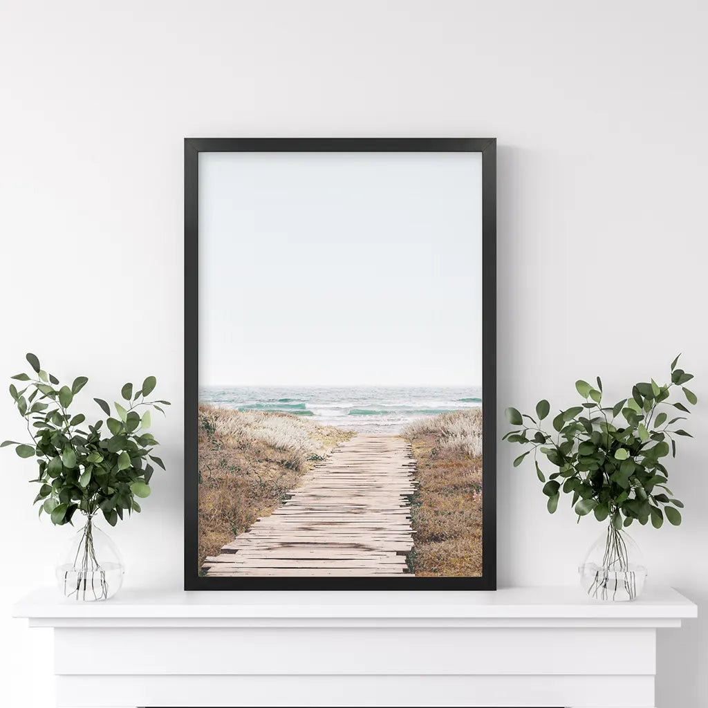 Beige Beach Pathway Wall Decor. Modern Boho Print