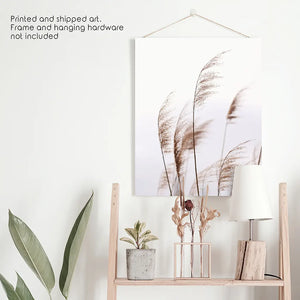 Beige Dried Grass Print. Summer Field