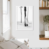 Black White Boho Summer Poster. Surfboard, Palm Trees