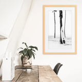 Black White Boho Summer Poster. Surfboard, Palm Trees