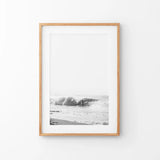 Black White Boho Tropical Wall Decor. Surfer, Waves