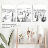3 Piece Black White Nordic Winter Forest Wall Art Set