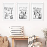 3 Piece Black White Nordic Winter Forest Wall Art Set