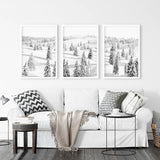 3 Piece Black White Nordic Winter Forest Wall Art Set