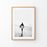Black White Modern Surfer Photo. Coastal Style Print