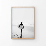 Black White Modern Surfer Photo. Coastal Style Print