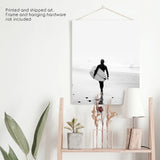 Black White Modern Surfer Photo. Coastal Style Print
