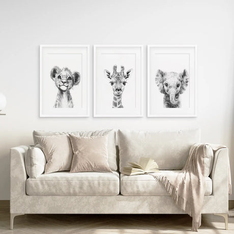 Black and White Jungle Animal Baby Room Decor